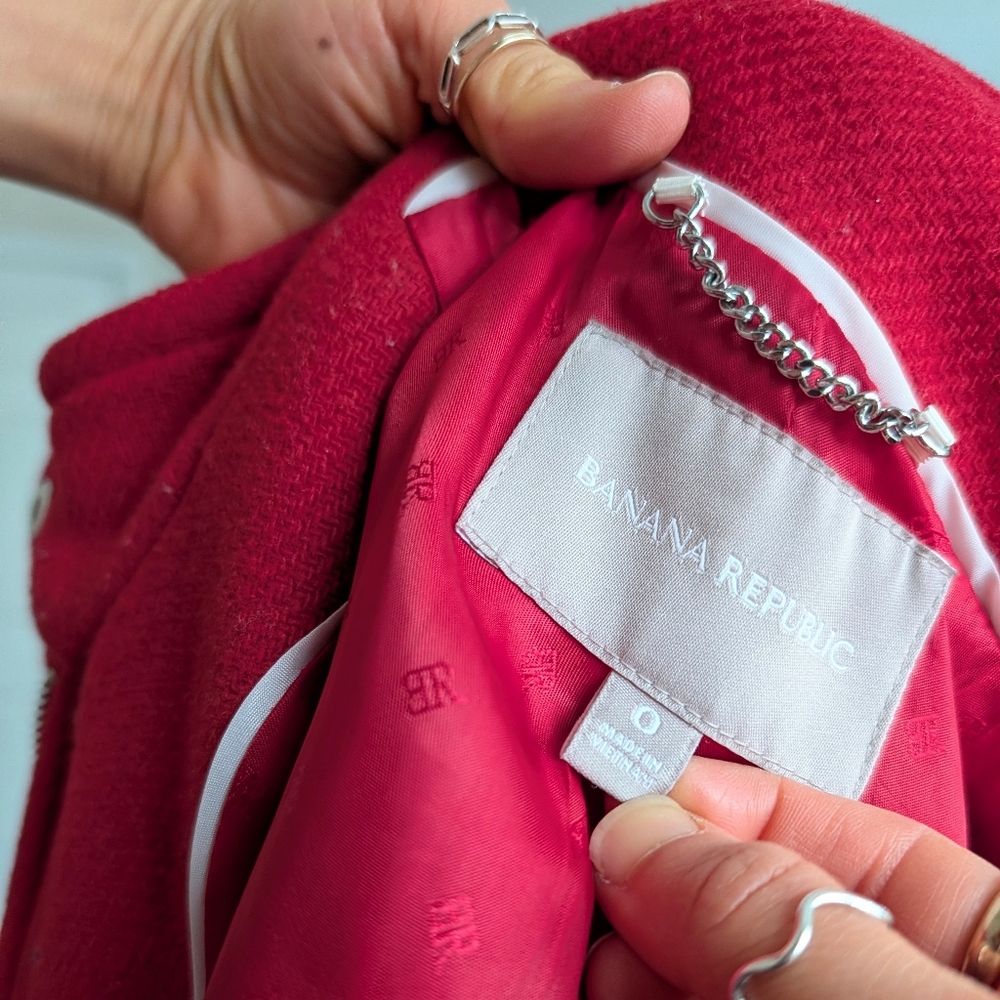 Banana Republic Red Wool Coat - Picture 7 of 8